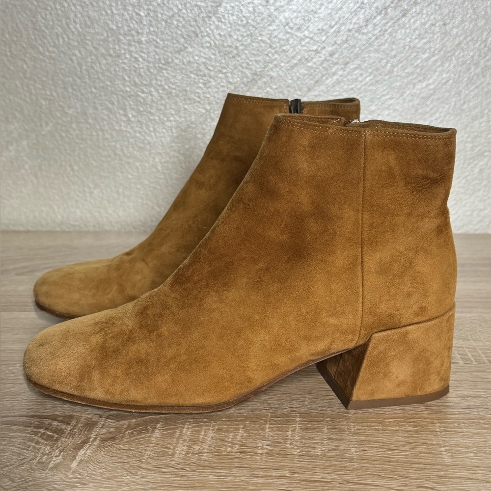Vince Ostend Cedar Suede Ankle Boots Size 7 Block Heel - Picture 2 of 14